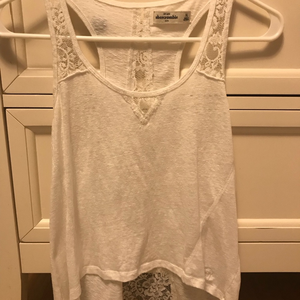 White Abercrombie Kids Lace Tank Top size:XL
